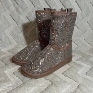 JustFab pink rhinestone boots